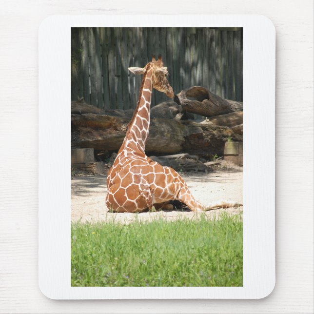 Adorable Sitting Giraffe Mouse Pad (Front)
