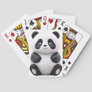 Adorable Sitting Panda Plush Toy Playing Cards