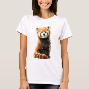 Adorable Sitting Red Panda Illustration Women T-Shirt