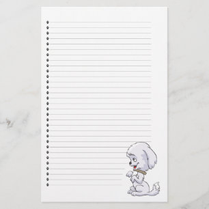 Adorable Sitting Up Puppy Lined Stationery