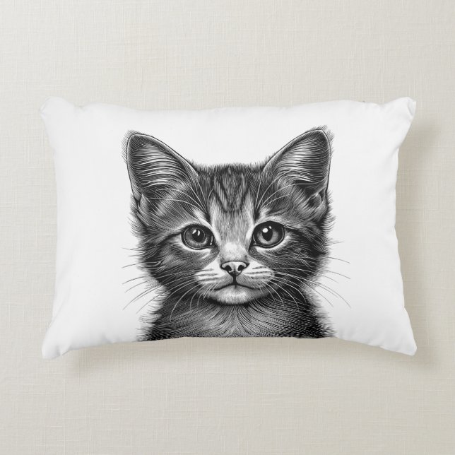 Adorable Sketch of Young Cat   Accent Pillow (Front)