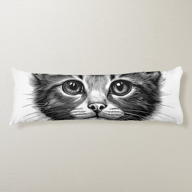 Adorable Sketch of Young Cat   Body Pillow (Front)
