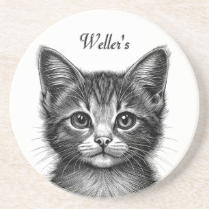 Adorable Sketch of Young Cat   Coaster