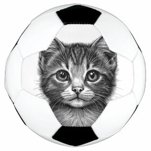 Adorable Sketch of Young Cat   Soccer Ball