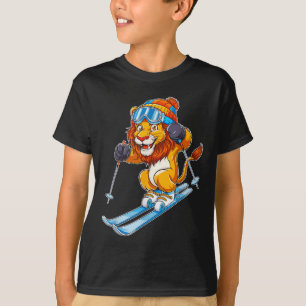 Adorable Skiing Lion Winter Sports  T-Shirt