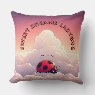 Adorable Sleeping Ladybug Cozy & Magical Kids Deco Throw Pillow