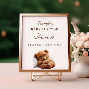 Adorable Sleeping Teddy Bear Baby Shower Favours S Poster