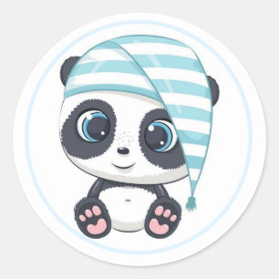 Adorable Sleepy Panda  Classic Round Sticker