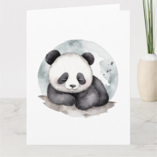 Adorable Sleepy Watercolor Baby Panda Bear Card