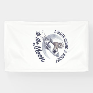 Adorable Sloth Astronaut Riding Banner