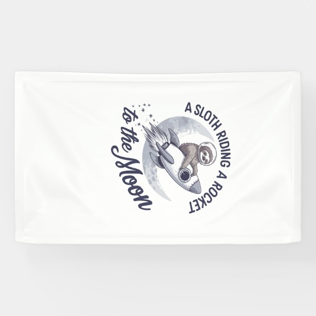 Adorable Sloth Astronaut Riding Banner (Horizontal)