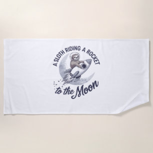 Adorable Sloth Astronaut Riding Beach Towel