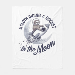 Adorable Sloth Astronaut Riding Fleece Blanket