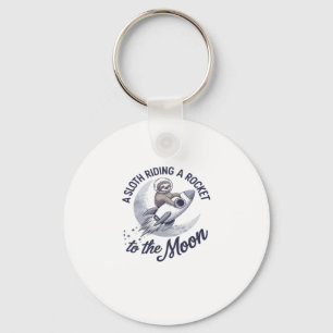 Adorable Sloth Astronaut Riding Keychain