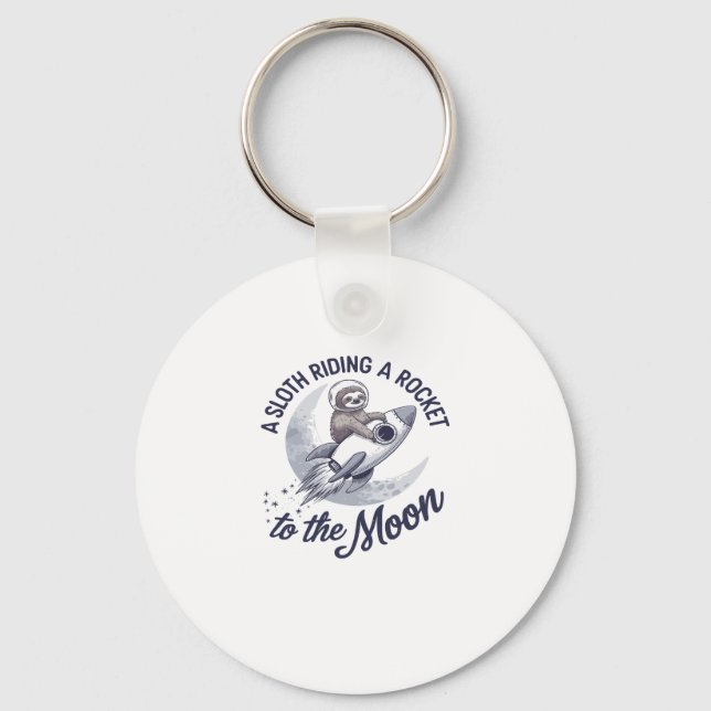 Adorable Sloth Astronaut Riding Keychain (Front)