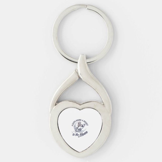 Adorable Sloth Astronaut Riding Keychain (Front)