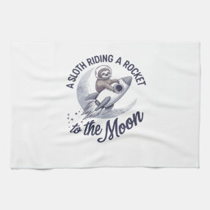 Adorable Sloth Astronaut Riding Kitchen Towel