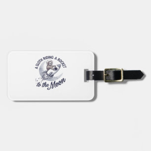 Adorable Sloth Astronaut Riding Luggage Tag
