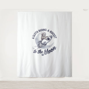 Adorable Sloth Astronaut Riding Tapestry