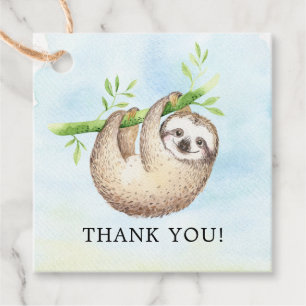 Adorable Sloth Baby Shower Favour Gift Tag