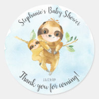 Adorable Sloth Baby Shower Favour Sticker