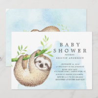 Adorable Sloth Baby Shower Invitation