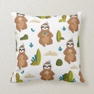 Adorable Sloth Bedroom Decor Throw Pillow