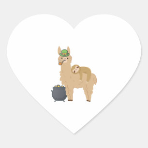 Adorable Sloth Relaxing on a Llama Celebrating St  Heart Sticker