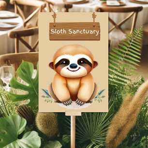 Adorable Sloth Sanctuary Jungle Safari Table Sign Number