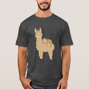 Adorable Sloth Sleeping on a Llama T-Shirt