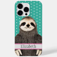 Adorable Sloth Teal Name Kids Animal Apron