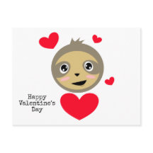 Adorable Sloth with Hearts - Happy Valentine's Day