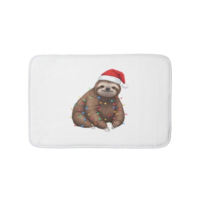 Adorable Sloth Wrapped in Holiday Lights Classic T Bath Mat (Front)