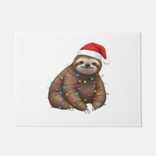 Adorable Sloth Wrapped in Holiday Lights Classic T Doormat