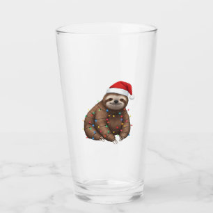 Adorable Sloth Wrapped in Holiday Lights Classic T Glass