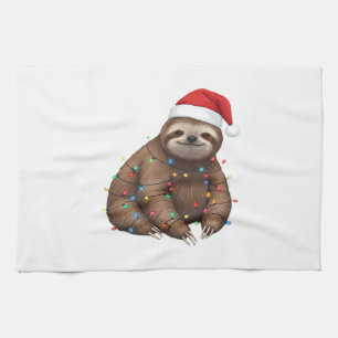 Adorable Sloth Wrapped in Holiday Lights Classic T Kitchen Towel