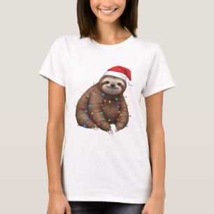 Adorable Sloth Wrapped in Holiday Lights Classic T T-Shirt