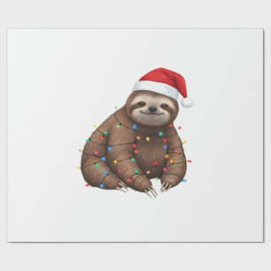 Adorable Sloth Wrapped in Holiday Lights Classic T Wrapping Paper