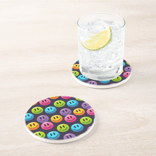 "Adorable Smile Emoji Pattern Collection" Coaster (Side)