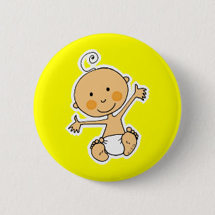 Adorable Smiling Baby Illustration 2 Inch Round Button