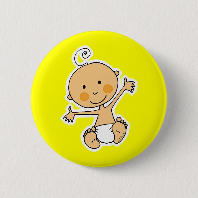 Adorable Smiling Baby Illustration 2 Inch Round Button (Front)