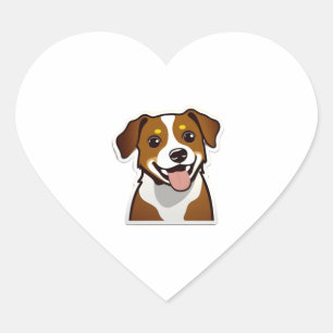 Adorable smiling dog with beautiful eyes heart sticker