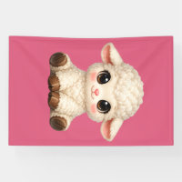 Adorable Smiling Lamb Cartoon Design Banner