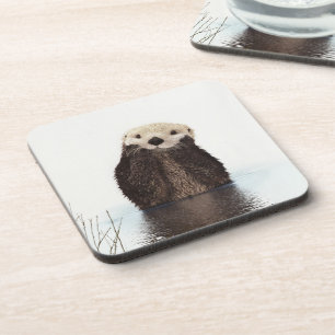 Adorable Smiling Otter in Lake Coaster