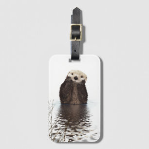Adorable Smiling Otter in Lake Luggage Tag