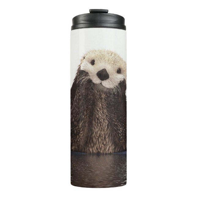 Adorable Smiling Otter in Lake Thermal Tumbler (Front)