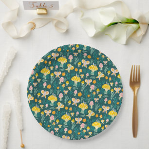 Adorable Snail Mushroom Butterfly Cute BABY SHOWER Paper Plate