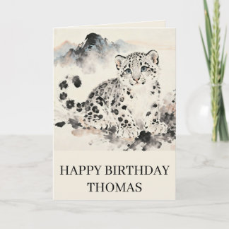 Adorable Snow Leopard Birthday Card