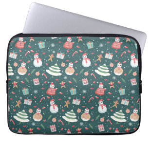 Adorable Snowman Christmas Pattern Laptop Sleeve