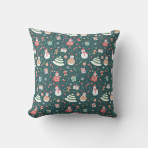 Adorable Snowman Christmas Pattern Throw Pillow